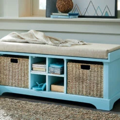 Ashley Furniture Dowdy - Teal - Storage Bench Benches