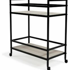 Ashley Furniture Waylowe - Black/tan - Bar Cart Bars & Bar Carts