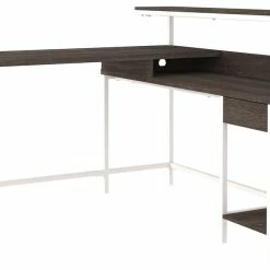 Ashley Furniture Dorrinson - White / Black / Gray - L-desk With Storage