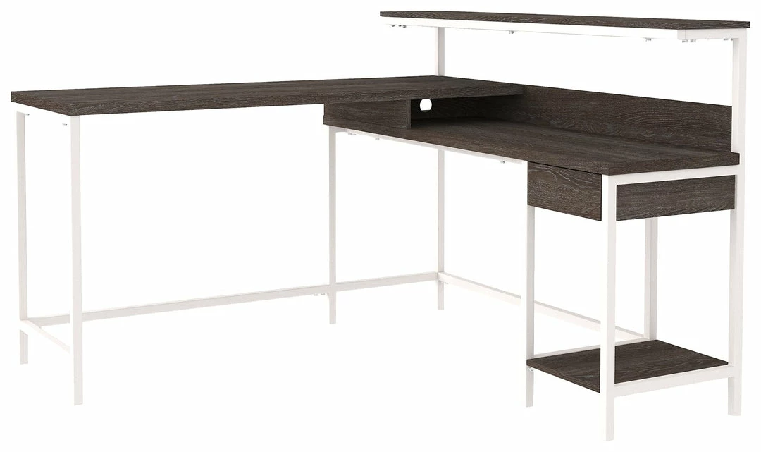 Flash Sale 💯 Ashley Furniture Dorrinson - White / Black / Gray - L-desk With Storage 😍 3 Ashley Furniture Dorrinson - White / Black / Gray - L-desk With Storage