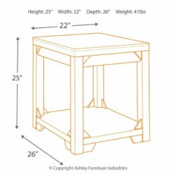 Ashley Furniture Fregine - Whitewash - Rectangular End Table