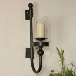 Accessories Uttermost Garvin Twist Metal Sconce With Candle