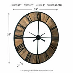 Ashley Furniture Byram - Natural/black - Wall Clock Accessories