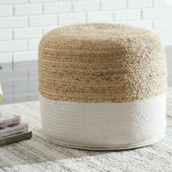 Ashley Furniture Sweed - Natural/white - Pouf - Round