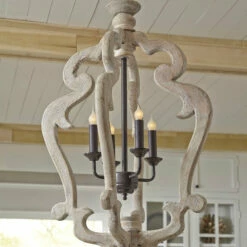 Ashley Furniture Accessories Jocelin - Distressed White - Wood Pendant Light (1/cn)