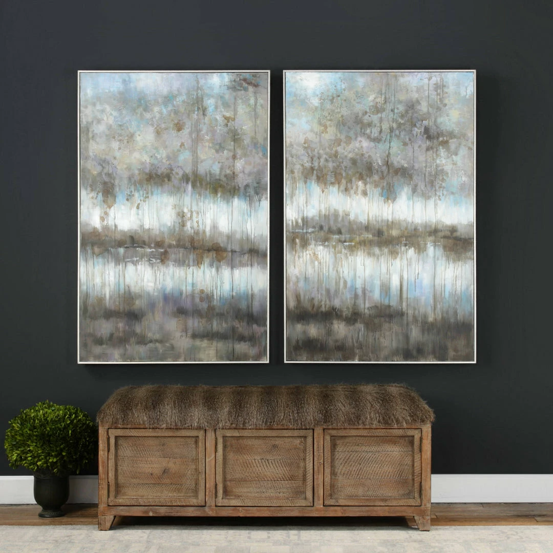Cheapest 🧨 Accessories Uttermost Gray Reflections Landscape Art S/2 ✔️ 4 Accessories Uttermost Gray Reflections Landscape Art S/2