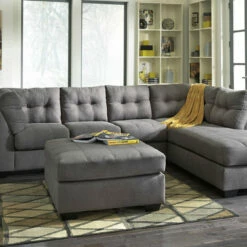 Benchcraft® Living Room Sets Maier - Charcoal - 3 Pc - Left Arm Facing Sofa 2 Pc Sectional, Ottoman