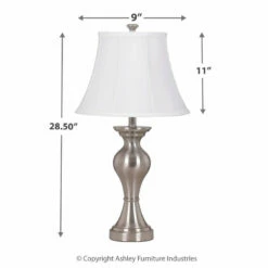 Ashley Furniture Accessories Rishona - Brushed Premium Finish - Metal Table Lamp (2/CN)