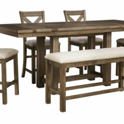 Cheap 🧨 Ashley Furniture Moriville - Grayish Brown - Rect Drm Counter Ext Table 🌟 11 Ashley Furniture Moriville - Grayish Brown - Rect Drm Counter Ext Table