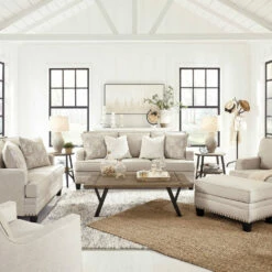 Benchcraft® Claredon - Linen - 4 Pc. - Sofa, Loveseat, Chair, Ottoman