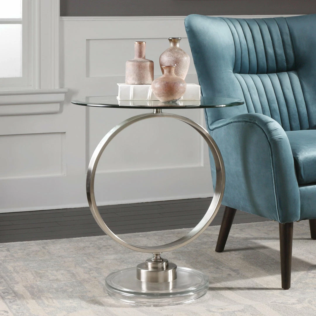 Outlet ✔️ Uttermost Dixon Brushed Nickel Side Table Tables 🧨 4 Uttermost Dixon Brushed Nickel Side Table Tables