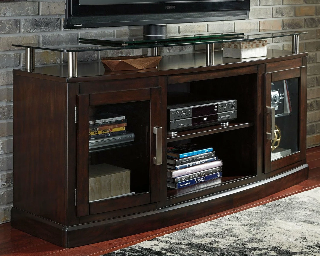 Brand new 🛒 Ashley Furniture Chanceen - Dark Brown - Medium Tv Stand/fireplace Opt 👍 4 Ashley Furniture Chanceen - Dark Brown - Medium Tv Stand/fireplace Opt