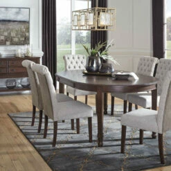 Signature Design By Ashley® Adinton - Dark Brown - 8 Pc. - Extension Table, 6 Upholstered Side Chairs, Server Dining Room Sets