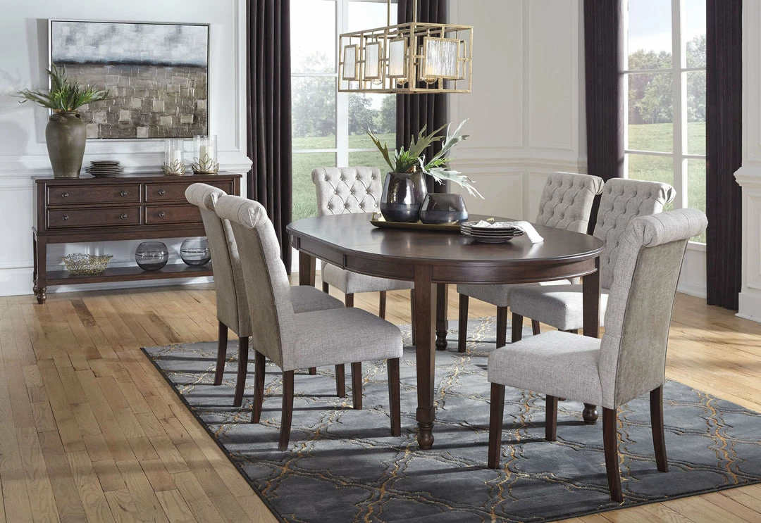 Promo 🌟 Signature Design By Ashley® Adinton - Dark Brown - 8 Pc. - Extension Table, 6 Upholstered Side Chairs, Server Dining Room Sets ✔️ 3 Signature Design By Ashley® Adinton - Dark Brown - 8 Pc. - Extension Table, 6 Upholstered Side Chairs, Server Dining Room Sets