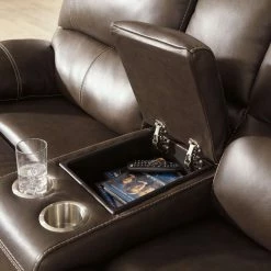 Signature Design By Ashley® Ricmen - 2 Seat Power Reclining Sofa Adjustable Headrest, Wedge, Power Reclining Loveseat With Adjustable Headrest Sectional Reclining Furniture