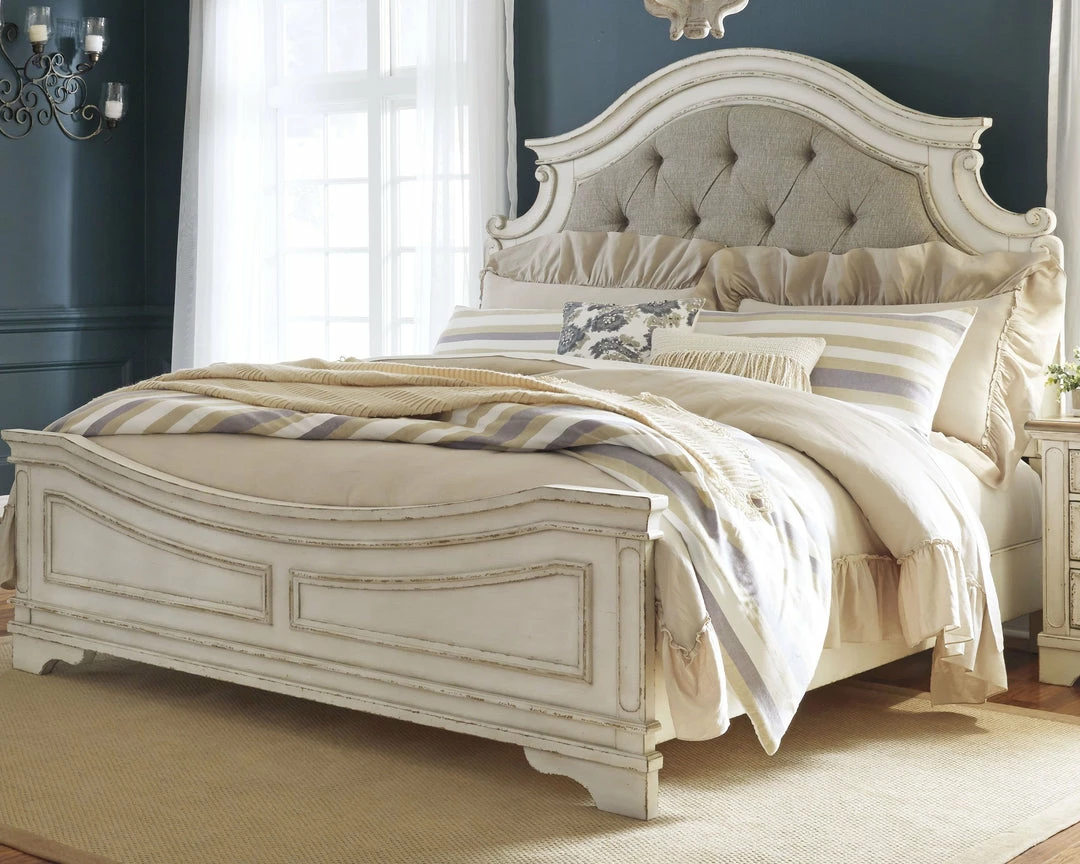 Discount ⭐ Signature Design By Ashley® Beds Realyn - Two-tone - King Upholstered Panel Bed ✨ 3 Signature Design By Ashley® Beds Realyn - Two-tone - King Upholstered Panel Bed