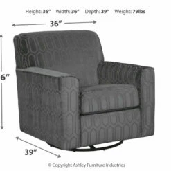 Ashley Furniture Zarina - Graphite - Swivel Accent Chair Chairs