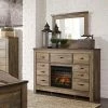 Signature Design By Ashley® Trinell - Best In Class - Dresser, Mirror With Faux Firebrick Fireplace Insert Fireplaces