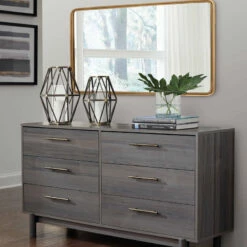 Signature Design By Ashley® Brymont - Dark Gray - Six Drawer Dresser - Sleek