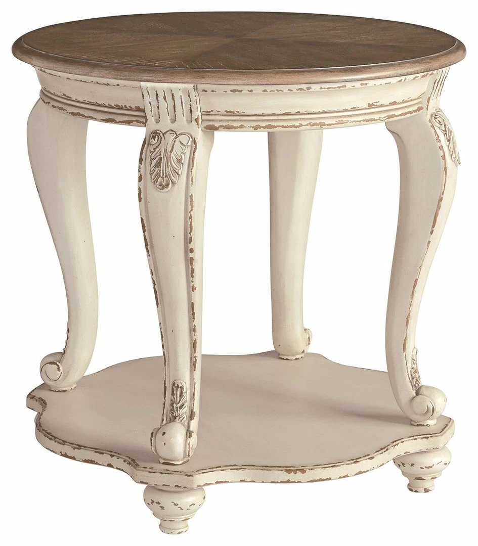 Best Pirce ๐ Ashley Furniture Realyn - White/brown - Round End Table Tables ๐คฉ 3 Ashley Furniture Realyn - White/brown - Round End Table Tables
