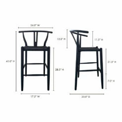 Moe's Home Collection Ventana Barstool Black Stools