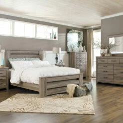 Signature Design By Ashley® Zelen - Warm Gray - Dresser, Mirror, / Panel Headboard