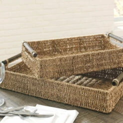 Ashley Furniture Halima - Tan - Tray Set (2/cn) - Seagrass
