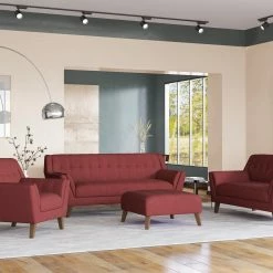 Emerald Home Binetti Loveseat, Brick Red Loveseats