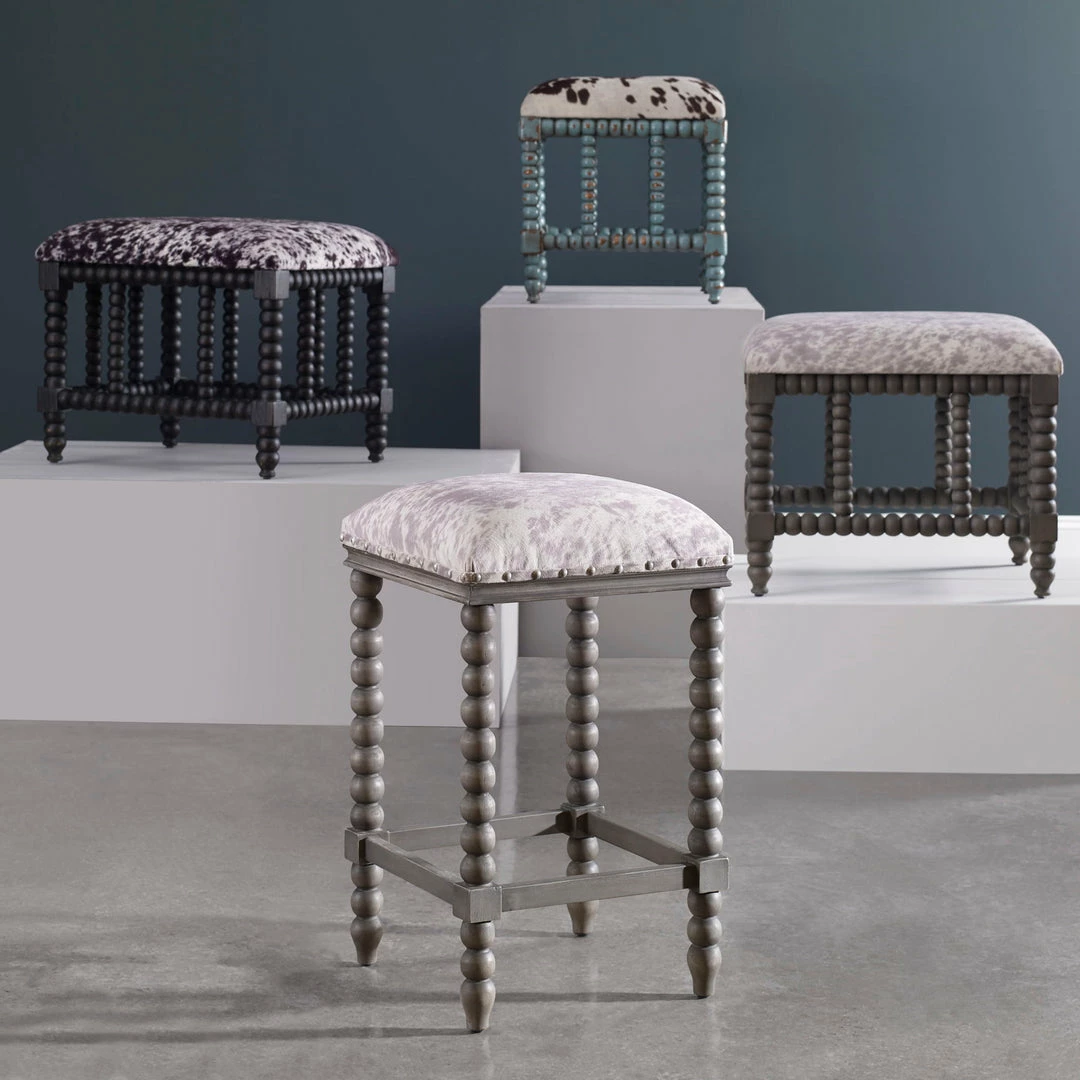 Best Sale 👍 Uttermost Estes Faux Cow Hide Counter Stool Stools ❤️ 4 Uttermost Estes Faux Cow Hide Counter Stool Stools