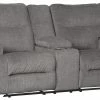 Ashley Furniture Reclining Furniture Coombs - Charcoal - Dbl Rec Pwr Loveseat W/console