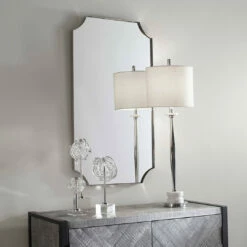 Uttermost Lennox Nickel Scalloped Corner Mirror