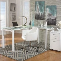 Ashley Furniture Chairs Baraga - White - Home Office Swivel Desk Chair