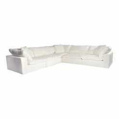 Moe's Home Collection Clay Classic L Modular Sectional Livesmart Fabric White Sectionals