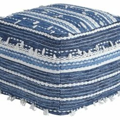 Ashley Furniture Anthony - Blue/white - Pouf Accessories