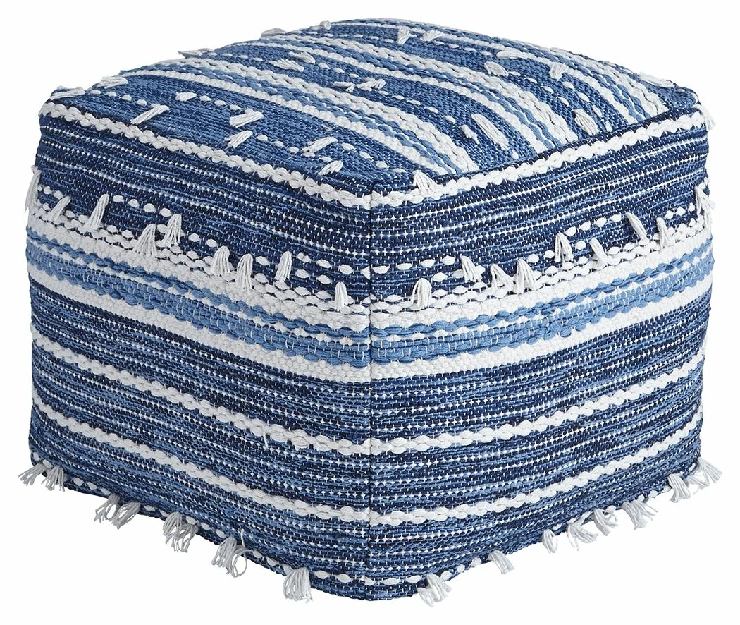 Brand new 🥰 Ashley Furniture Anthony - Blue/white - Pouf Accessories ⌛ 3 Ashley Furniture Anthony - Blue/white - Pouf Accessories