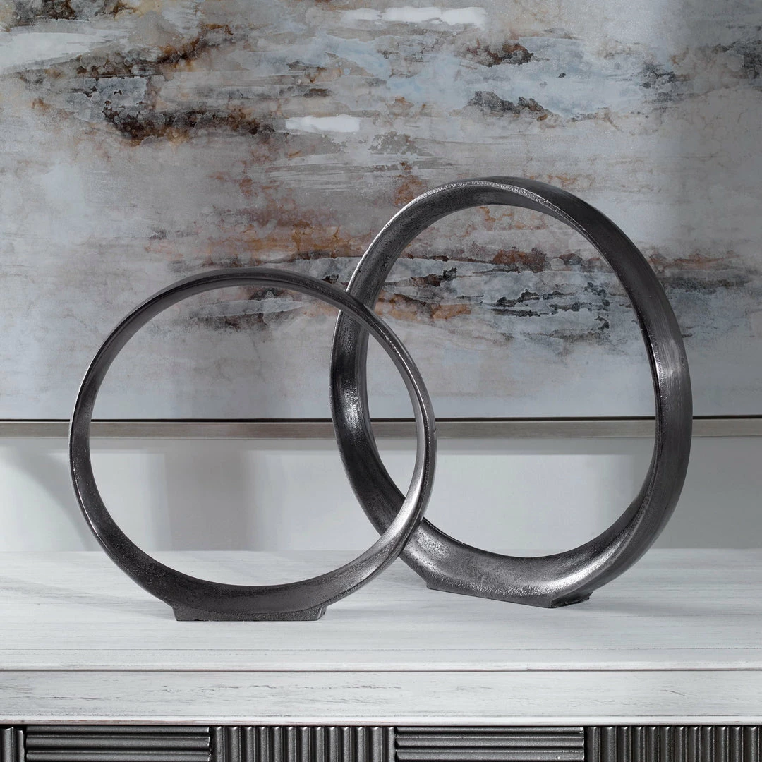 Flash Sale ⌛ Table Decor Uttermost Orbits Black Ring Sculptures, S/2 🤩 9 Table Decor Uttermost Orbits Black Ring Sculptures, S/2