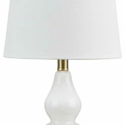 Ashley Furniture Accessories Makana - White/brass - Glass Table Lamp (1/cn)