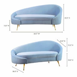 Moe's Home Collection Abigail Chaise Blue Chaises