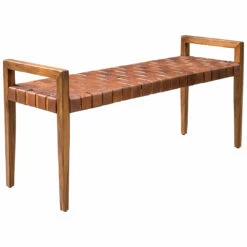 Benches Uttermost Plait Woven Leather Bench