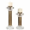 Uttermost Leslie Brushed Brass Candleholders, S/2 Table Decor