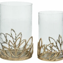 Ashley Furniture Table Decor Pascal - Antique Gold Finish - Candle Holder Set (2/cn)