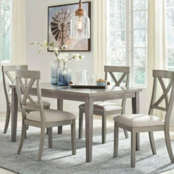 Signature Design By Ashley® Parellen - Gray - Rectangular Dining Room Table, 4 Upholstered Side Chairs