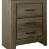 Promo 🌟 Ashley Furniture Zelen - Warm Gray - Two Drawer Night Stand Nightstands 🎉 2 Ashley Furniture Zelen - Warm Gray - Two Drawer Night Stand Nightstands