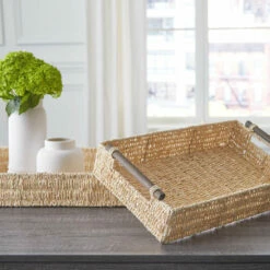 Budget ๐ Ashley Furniture Halima - Tan - Tray Set (2/cn) - Palm Leaf Table Decor ๐ 9 Ashley Furniture Halima - Tan - Tray Set (2/cn) - Palm Leaf Table Decor