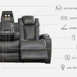 Discount 🧨 Signature Design By Ashley® Turbulance - Quarry - Pwr Rec Sofa With Adj Headrest Sofas 👍 15 Signature Design By Ashley® Turbulance - Quarry - Pwr Rec Sofa With Adj Headrest Sofas