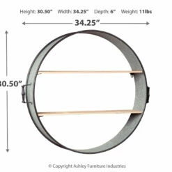 Ashley Furniture Eirny - Antique Gray/natural - Wall Shelf