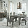 Signature Design By Ashley® Hallanden - Dark Gray - 7 Pc. - Extension Table, 4 Side Chairs, Bench, Server Dining Room Sets