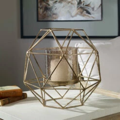 Uttermost Myah Geometric Gold Candleholder Table Decor