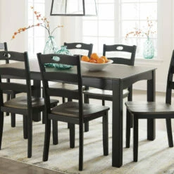 Ashley Furniture Froshburg - Black - Dining Room Table Set (7/cn) Dining Room Sets