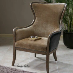 Chairs Uttermost Snowden Tan Wing Chair